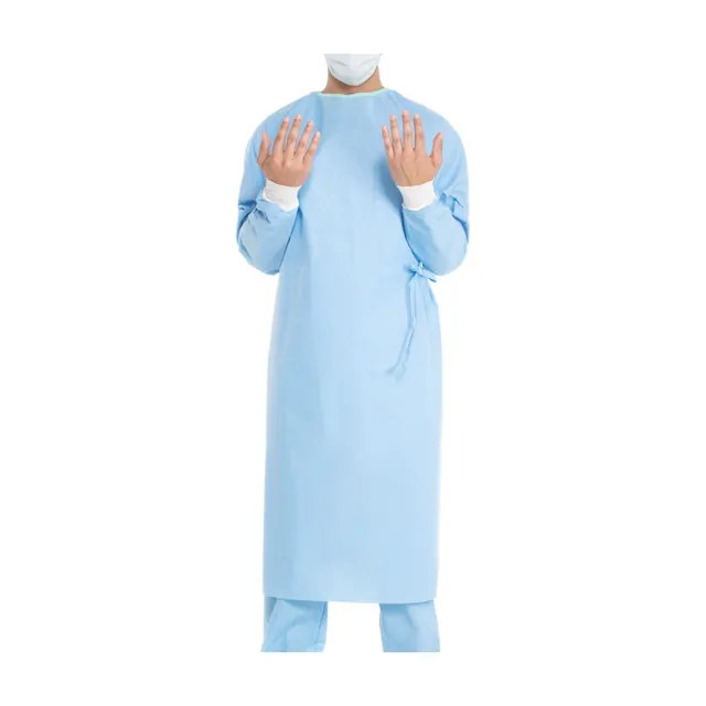 Blue sterile surgical gown